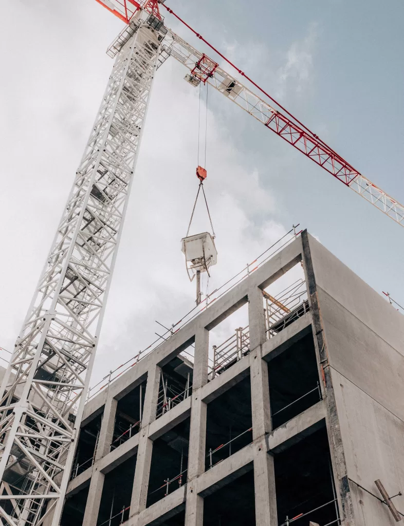 Crane working on a building